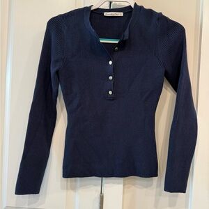 Abercrombie & Fitch Navy Ribbed Button Down Shirt